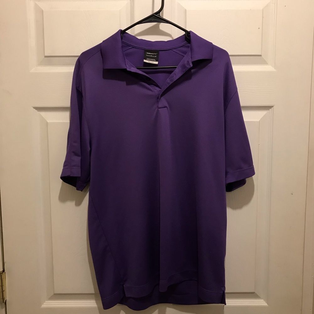 Mens Nike Golf Dri Fit polo shirt in size L. Purple in color.